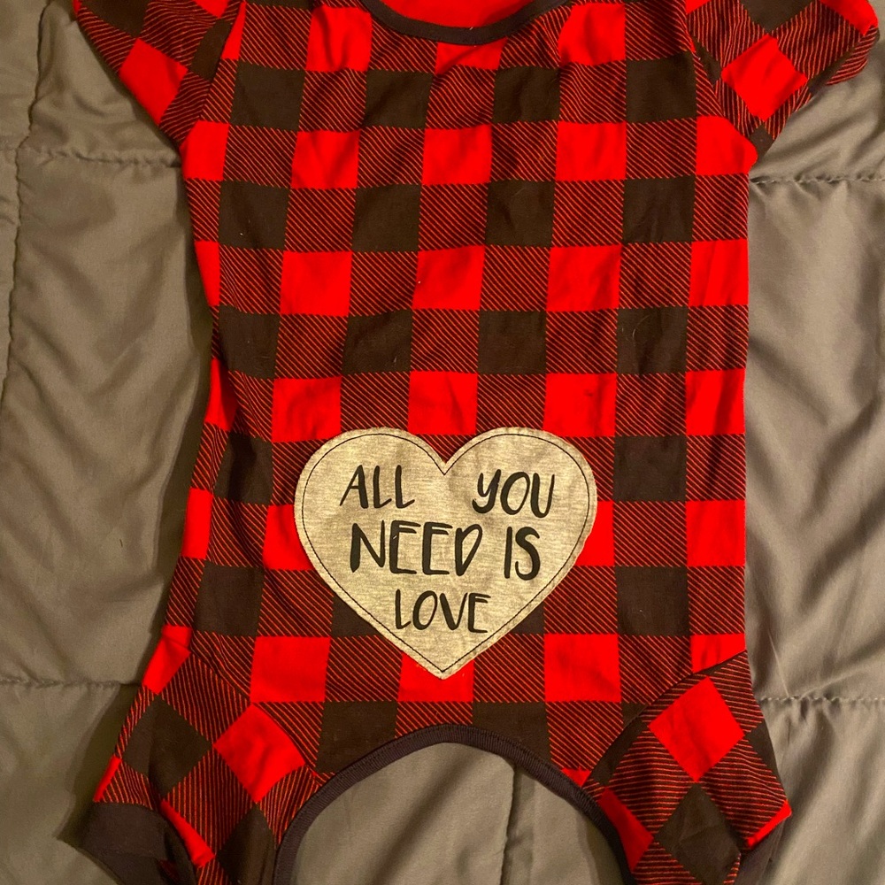 Dog pajamas. Super cute red and black all cotton- all you need is love!
